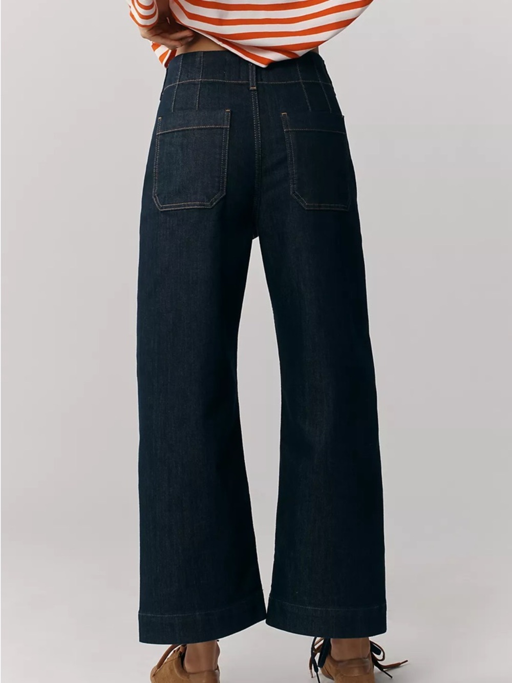 Anthropologie Maeve The Colette Crop Wide-Leg Jeans Dark Wash Sz 24 Spring - Picture 2 of 7